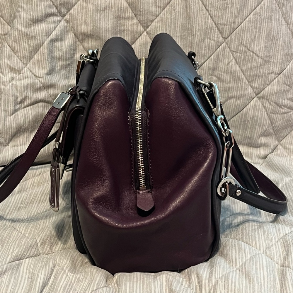 Coach Purple Two-Tone Leather Women's Bag - Picture 6 of 13